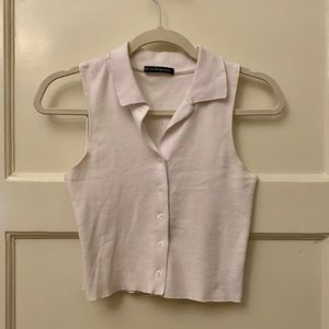 Brandy Melville White collared crop tank top